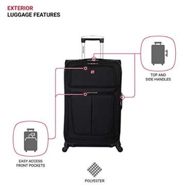 SwissGear Sion Softside Expandable Luggage, Black, 3-Piece Set (21/25/29)