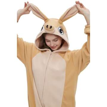 DarkCom Unisex Adult Cosplay Aardvark Onesie Halloween Costume Christmas Pajamas for Women Men Small