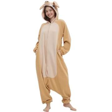 DarkCom Unisex Adult Cosplay Aardvark Onesie Halloween Costume Christmas Pajamas for Women Men Small