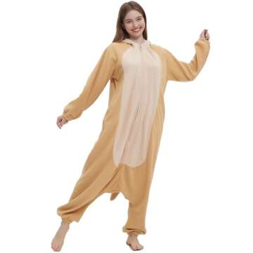 DarkCom Unisex Adult Cosplay Aardvark Onesie Halloween Costume Christmas Pajamas for Women Men Small