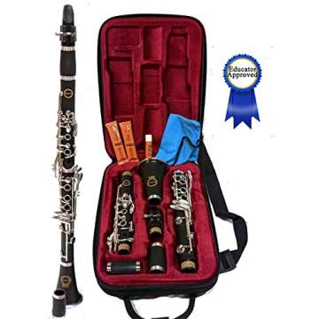 Clarinet Herche Superior Bb Clarinet X3 - Professional Grade Musical Instruments for All Levels - Service Plan - Educator Approved and Recommended