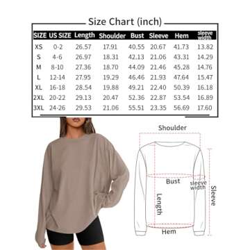 Trendy Queen Womens Oversized Long Sleeve T Shirts Basic Crewneck Tee Fall Tops Casual Workout Fashion Casual Y2K Clothes Khaki M