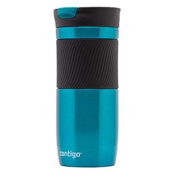 Contigo Byron Snapseal Travel Mug, Stainless Steel Thermal mug, vacuum flask, leakproof tumbler, coffee mug with BPA free Easy-Clean Lid, 470 ml, Biscay Bay