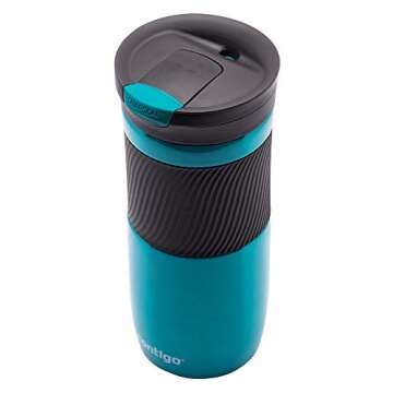 Contigo Byron Snapseal Travel Mug, Stainless Steel Thermal mug, vacuum flask, leakproof tumbler, coffee mug with BPA free Easy-Clean Lid, 470 ml, Biscay Bay