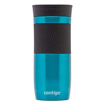 Contigo Byron Snapseal Travel Mug, Stainless Steel Thermal mug, vacuum flask, leakproof tumbler, coffee mug with BPA free Easy-Clean Lid, 470 ml, Biscay Bay