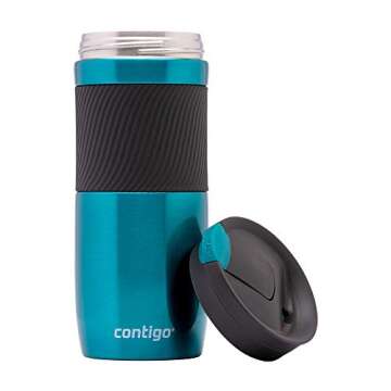 Contigo Byron Snapseal Travel Mug, Stainless Steel Thermal mug, vacuum flask, leakproof tumbler, coffee mug with BPA free Easy-Clean Lid, 470 ml, Biscay Bay