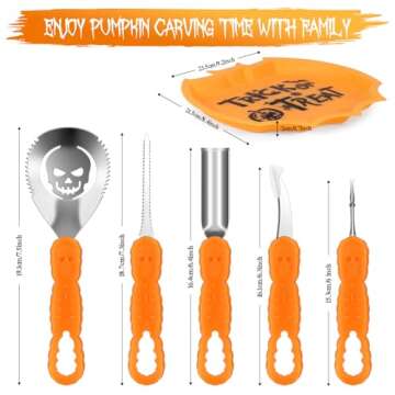 HuaQi Pumpkin Carving Kit Pumpkin Carving Tools Pumpkin Carving Knife,Halloween Professional Pumpkin Carving Tools Pumpkin Carving Kits with Halloween Plates