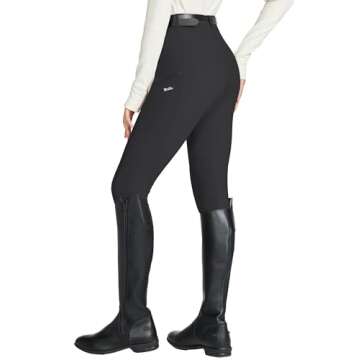 Willit Women's Horse Riding Pants Knee-Patch Equestrian Breeches Horseback Schooling Tights Zipper Pockets Black L