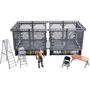 WWE NXT TakeOver War Games Playset with 2 NXT Rings, Keith Lee action figure, 2 Connecting Cages with Breakaway Pieces, 2 Ladders, Chair, Table & More; for Ages 6 Years Old & Up [Amazon Exclusive]