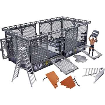 WWE NXT TakeOver War Games Playset with 2 NXT Rings, Keith Lee action figure, 2 Connecting Cages with Breakaway Pieces, 2 Ladders, Chair, Table & More; for Ages 6 Years Old & Up [Amazon Exclusive]