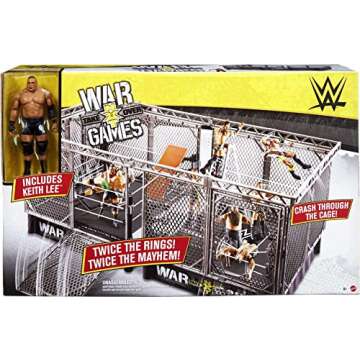 WWE NXT TakeOver War Games Playset with 2 NXT Rings, Keith Lee action figure, 2 Connecting Cages with Breakaway Pieces, 2 Ladders, Chair, Table & More; for Ages 6 Years Old & Up [Amazon Exclusive]