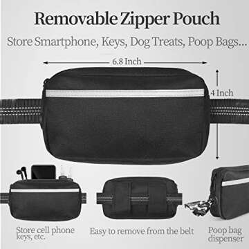 iYoShop Hands-Free Dog Leash with Zipper Pouch - Dual Padded Handles, Durable Bungee for Walking, Jogging & Running