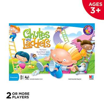 Hasbro Gaming Chutes and Ladders Board Game | 2 to 4 Players | Preschool Games for Boys & Girls for Kids | Ages 3+ (Amazon Exclusive)