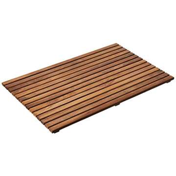 Bare Decor Zen Spa Shower or Door Mat in Solid Teak Wood and Oiled Finish, 31.5 by 19.5-Inch