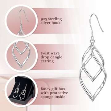 Sterling Silver Dangle Earrings - 14k Gold Plated Drop Earrings for Women