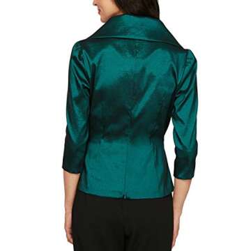 Alex Evenings womens Stretch Taffeta Blouse Dress Shirt, Emerald, Small US