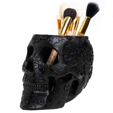 Skull Makeup Brush Holder