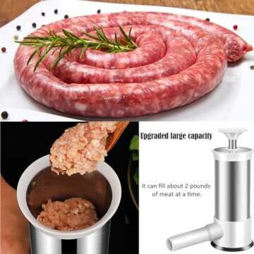 Home Sausage Stuffer, Kitchen Homemade Sausage Machine, 4 Filling Nozzles, Quick Sausage Filling For Making Different Sizes Of Sausages Suitable For Family Gatherings And Barbecues 2.2 Lbs