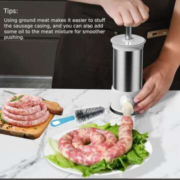 Home Sausage Stuffer, Kitchen Homemade Sausage Machine, 4 Filling Nozzles, Quick Sausage Filling For Making Different Sizes Of Sausages Suitable For Family Gatherings And Barbecues 2.2 Lbs