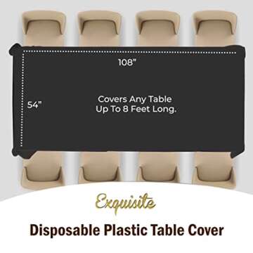 Premium Black Plastic Tablecloths - 6 Pack 54"x108"