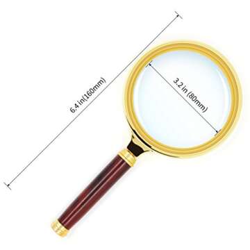 Kadaon 3X Handheld Magnifier Antique Mahogany Handle Magnifier Reading Magnifying Glass for Reading Book, Inspection, Coins, Insects, Rocks, Map, Crossword Puzzle(2pack)