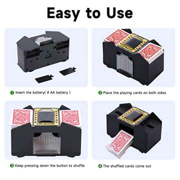 Unniweei Automatic Card Shuffler 1-4 Decks, Electric Battery-Operated Shuffler, Casino Card Game for Poker, Home Card Game, UNO, Phase10, Texas Hold'em, Blackjack, Home Party Club Game