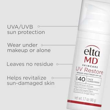 EltaMD UV Restore Face Sunscreen, SPF 40, Mineral Sunscreen for Sun Damaged Skin Repair, Anti-Aging Zinc Oxide Formula, Tinted for Face, 2 oz Tube