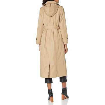 LONDON FOG Women's Single Breasted Long Trench Coat with Epaulettes and Belt