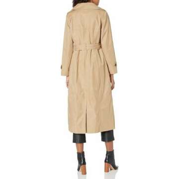 LONDON FOG Women's Single Breasted Long Trench Coat with Epaulettes and Belt