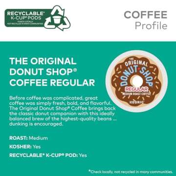 The Original Donut Shop Regular, Single-Serve Keurig K-Cup Pods, Medium Roast Coffee Pods, 32 Count