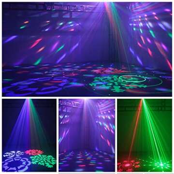 DJ Lights,MARYGEL 4 in 1 Mixed Effect Sound Activated Stage Lights RGBW LED Pattern Lights Strobe Light by Remote and DMX Control for Dancing Club Disco Party Wedding Birthday Christmas(Black)