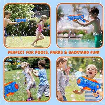 TOY Life Bubble Gun for Kid Bubble Machine for Toddler Bubble Blower for Toddlers with 3 Bubble Solutions Bubble Maker Bubble Blaster Gun Outdoor Outside Bubble Toys for Boys Girls Age 3 4 5 Year Old