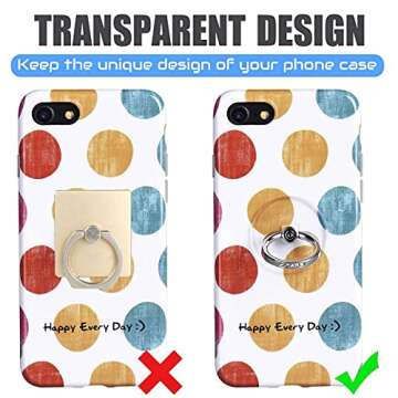 Transparent Phone Ring Holder Grip - EI Sonador Clear Cell Phone Ring Stand Holder Finger Grip Kickstand 360° Rotation, Compatible with Most of Phones, Tablets and Case (2 Rose Gold Diamond)