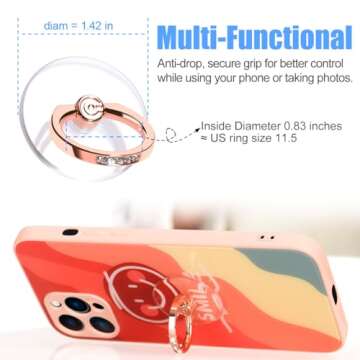 Transparent Phone Ring Holder Grip - EI Sonador Clear Cell Phone Ring Stand Holder Finger Grip Kickstand 360° Rotation, Compatible with Most of Phones, Tablets and Case (2 Rose Gold Diamond)