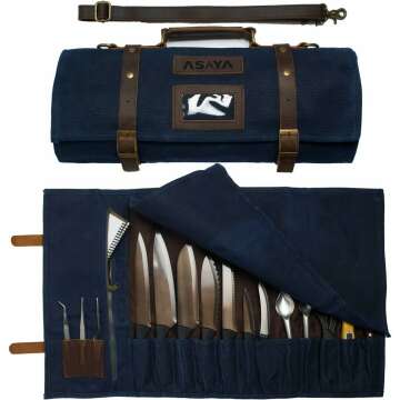 Asaya Waxed Canvas Knife Roll - Designed for Chefs & Culinary Students