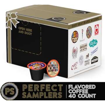 Flavored Coffee Pods Variety Pack for Keurig K Cups Brewers, Assorted Flavored Coffee Sampler, 40 Count