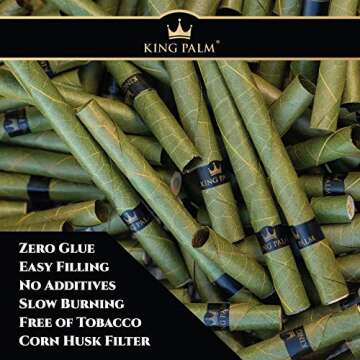 King Palm King Size Natural Pre Wrap Palm Leafs (2 Packs of 2, 4 Rolls Total) - Pre Rolled Cones - All Natural Cones - Corn Husk Filter - Preroll Cones - Prerolled Cones with Filter - Organic Cones