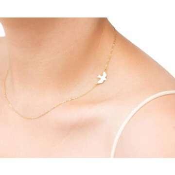 Dainty Dove Bird Necklace in 925 Silver and Gold Fill