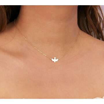 Dainty Dove Bird Necklace in 925 Silver and Gold Fill