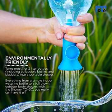 Shower to Go: Portable Camping Shower, Best Outdoor Emergency Body Cleaning Device, Multifunctional Water Sprinkler for Gardening, Pet Cleaning, Hiking, Water Bottle Shower, Very Simple Shower