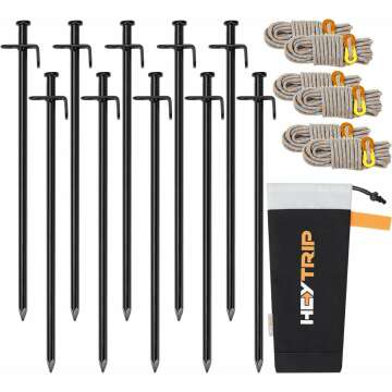 Heavy Duty Tent Stakes with Reflective Guy Lines