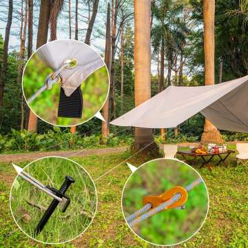 Heavy Duty Tent Stakes with Reflective Guy Lines