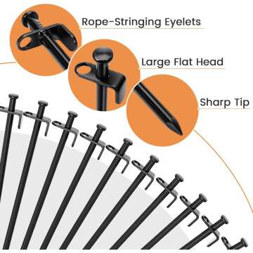 Heavy Duty Tent Stakes with Reflective Guy Lines