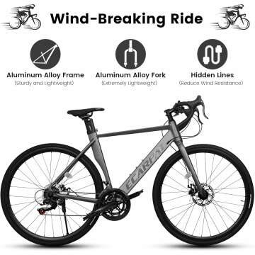 Road Bike 700C Tires, Drop/Flat Bar 14 Speeds Hybrid Bike for Men, Aluminum Alloy Lightweight Frame Disc Brake Racing Bike, City Commuting Road Bicycle for Men Women