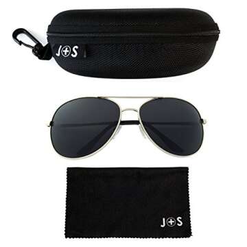 J+S Premium Military Style Classic Aviator Sunglasses - Polarized UV Protection