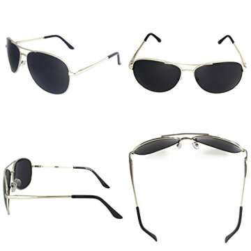 Aviator Sunglasses with Polarized Lens and UV Protection