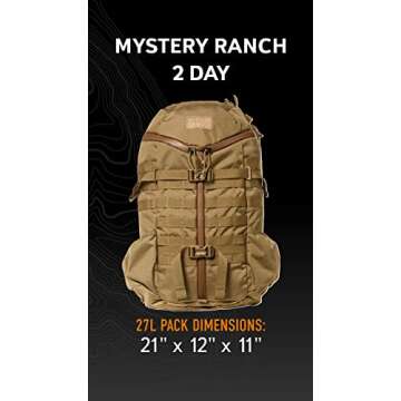 Mystery Ranch 2 Day Backpack - Tactical Daypack Molle Hiking Packs, Coyote, SM/MD