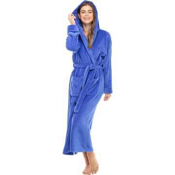 Hooded Plush Bath Robe for Women - Alexander Del Rossa