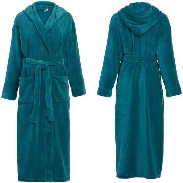 Hooded Plush Bath Robe for Women - Alexander Del Rossa