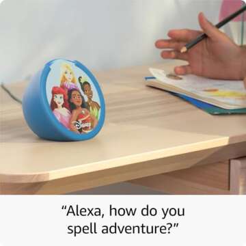 Amazon Echo Pop Kids (newest model), Designed for kids, with parental controls, Includes 6 months of Amazon Kids+, Disney Princess